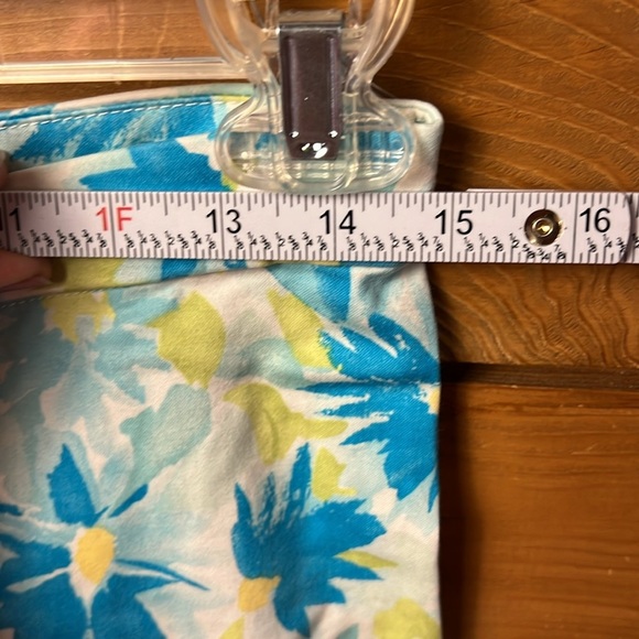 The Worthington‎ StretchWomens Cropped Floral Print Pants Blue Yellow 8 Summer - Picture 2 of 7